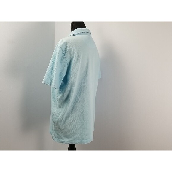 Visconti Black 1/4 Button Polo Shirt Mens XL Blue w/ Print Jacquard Interlock - Picture 4 of 7